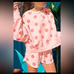 1136. Polka dot sweatshirt & shorts set pink